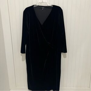 Talbots Black Sheath Dress V-Neck 3/4 Sleeve Balletcore Goth 3X